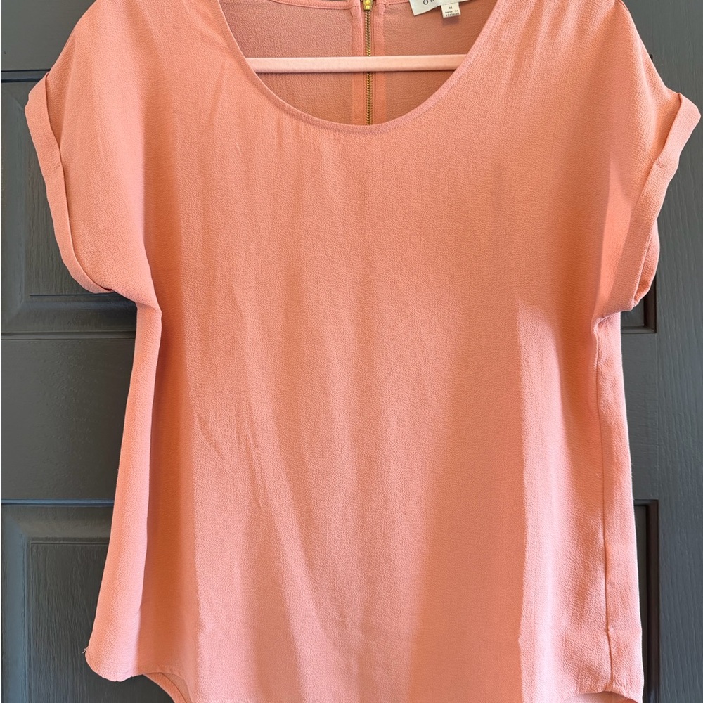 Olive & Oak Peach Scoop Neck Short Sleeve Blouse